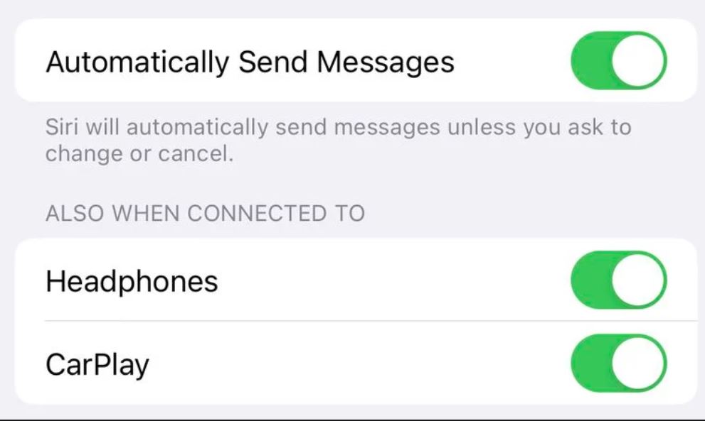 iPhone settings allow you automatically Send Messages With Siri on 